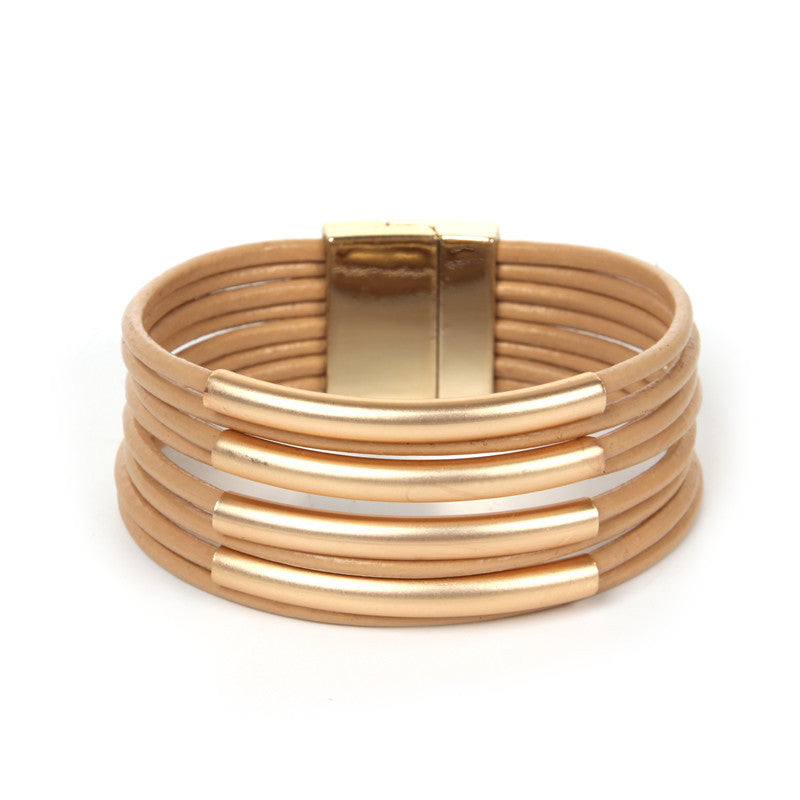 Fashion Creative Leather Copper Multilayer Bracelet