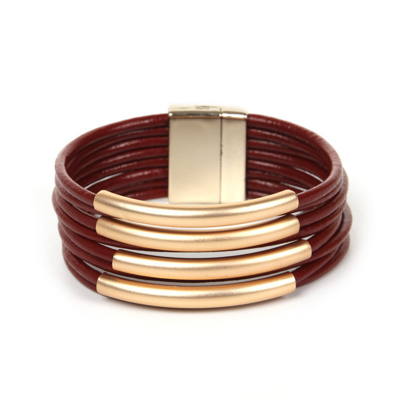 Fashion Creative Leather Copper Multilayer Bracelet