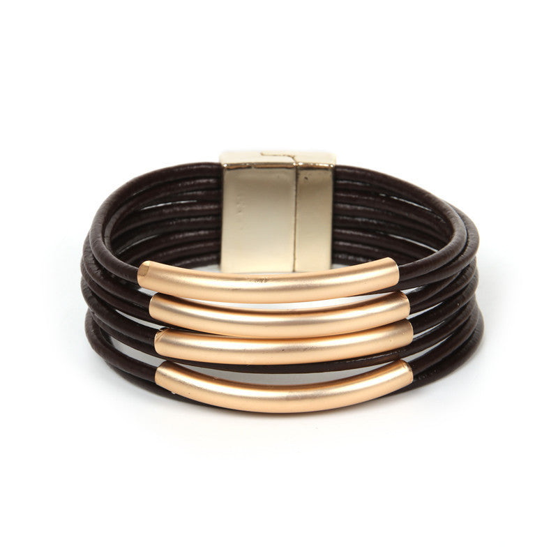 Fashion Creative Leather Copper Multilayer Bracelet