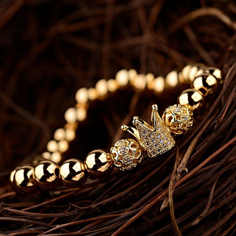 Copper bead elastic rope bracelet