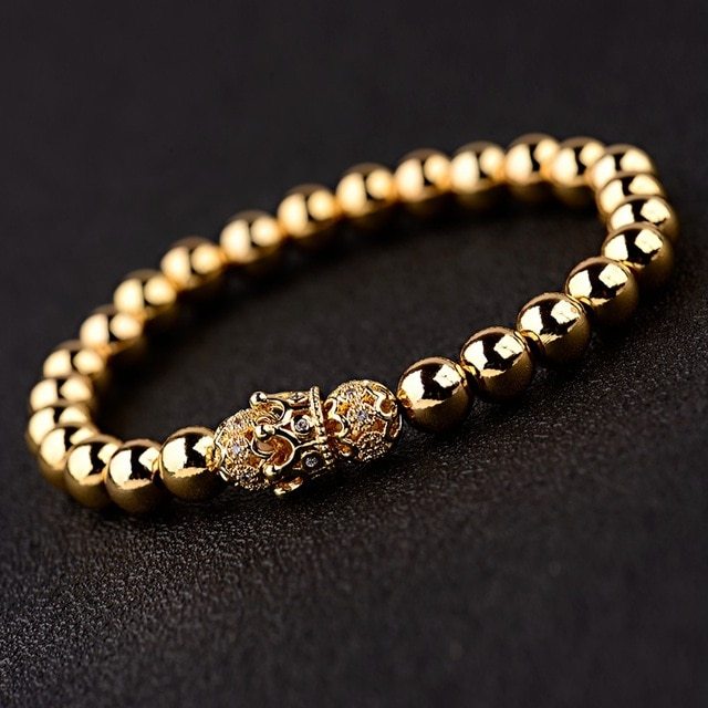 Copper bead elastic rope bracelet