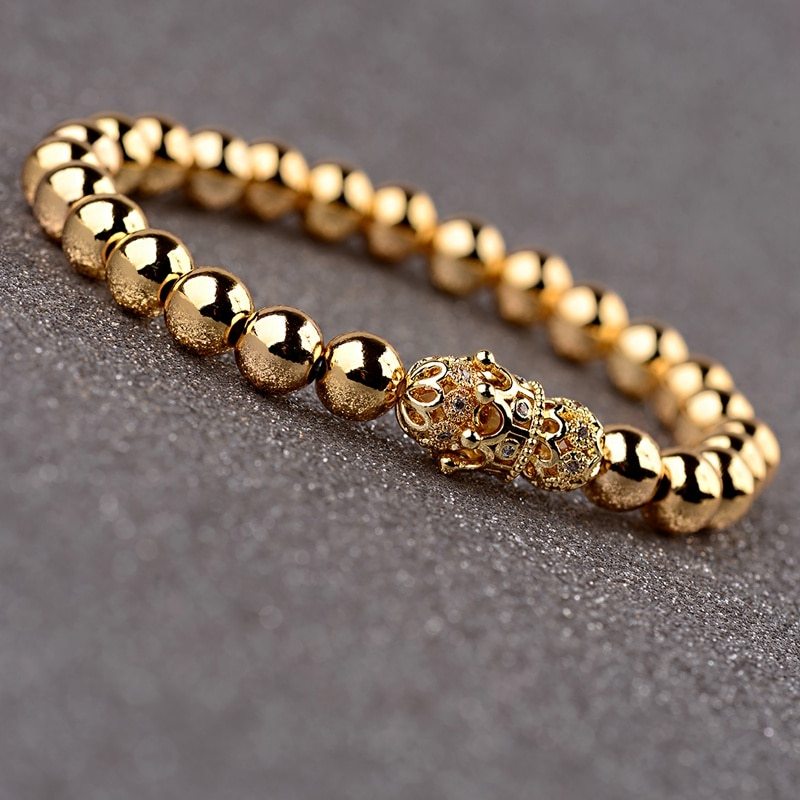 Copper bead elastic rope bracelet